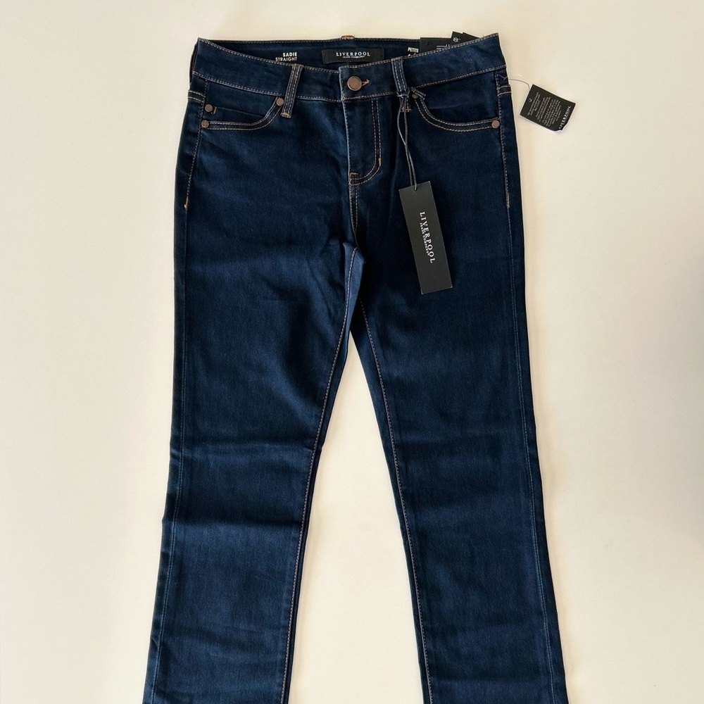 NWT - Liverpool Jeans Company Women's Dark Blue Sadie Straight Jeans Size 4/27